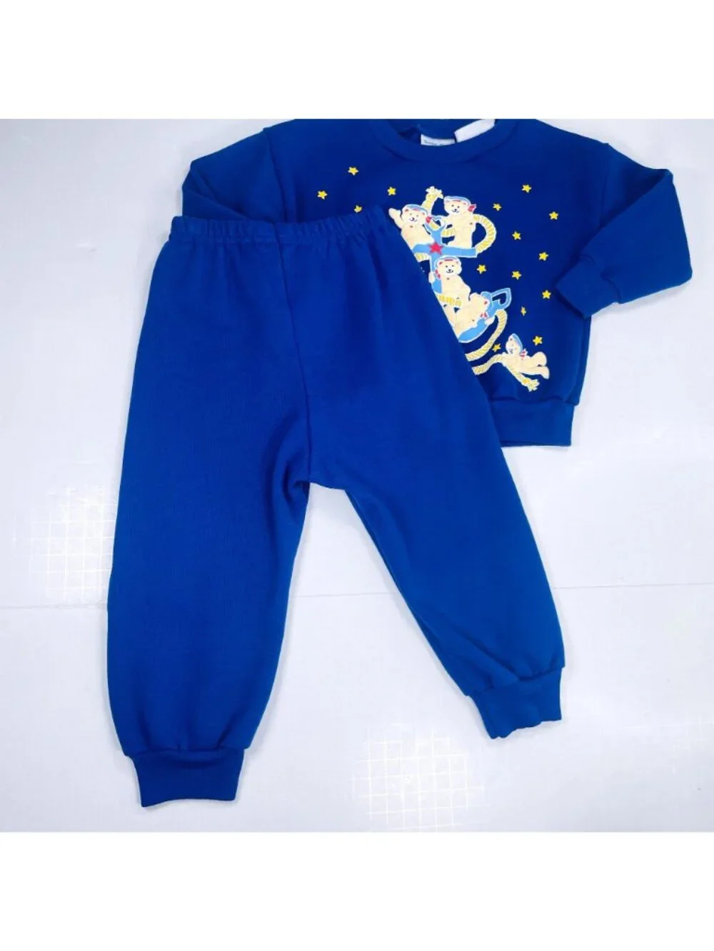Vintage Nautical Sailor Teddy Bear Sweatshirt Pants Tracksuit Set Outfit 24m 2T